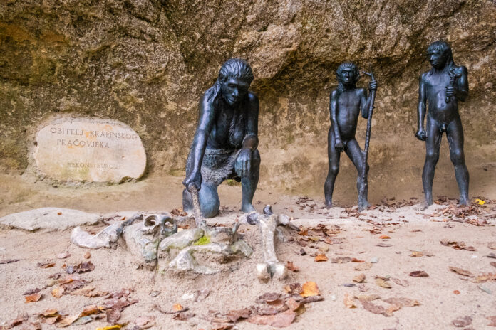 Neanderthal Family Sculpture Exhibit at Krapina Neanderthal Museum, Krapina, Croatia Neanderthal Family Sculpture Exhibit at Krapina Neanderthal Museum, Krapina, Croatia
