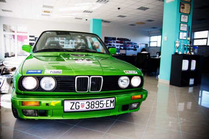 Green BMW with Electric Engine Built by Mate Rimac, Sveta Nedelja, Croatia Green BMW with Electric Engine Built by Mate Rimac, Sveta Nedelja, Croatia