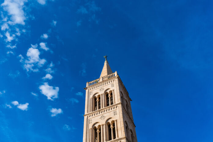 Photographing the Bell Tower of the Cathedral of St. Anastasia in Zadar Photographing the Bell Tower of the Cathedral of St. Anastasia in Zadar