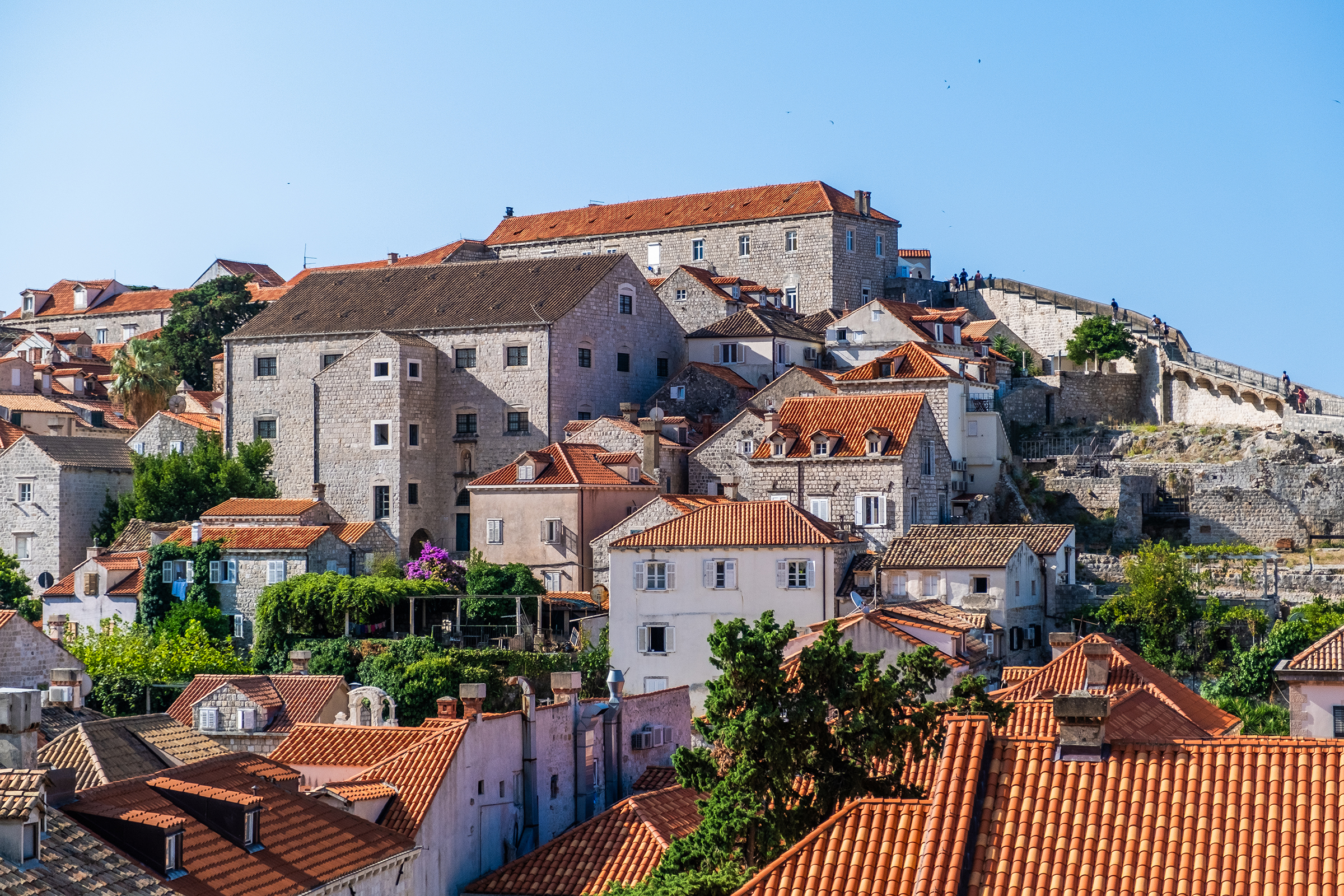 Stone houses beneath Dubrovnik’s city walls, Dubrovnik